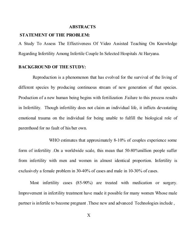 Thesis statements on infertility project work on infertility